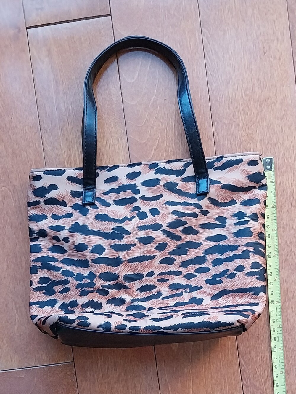 Leopard Print Mini Tote Bag with Black Handles